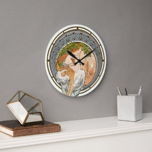 Grande Horloge Ronde Ère victorienne Coucher de soleil Art Nouveau par 