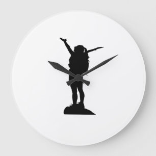 Grande Horloge Ronde Escalade montagne fille silhouette