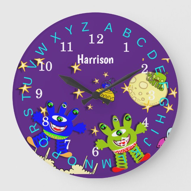 Grande Horloge Ronde Espace extérieur éducatif pour enfants Monstres Pe (Recto)