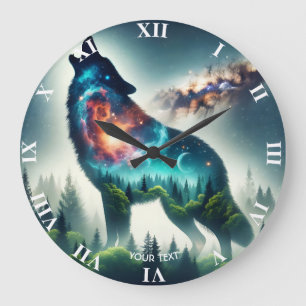 Grande Horloge Ronde Espace forestier Imaginaire loup mignon