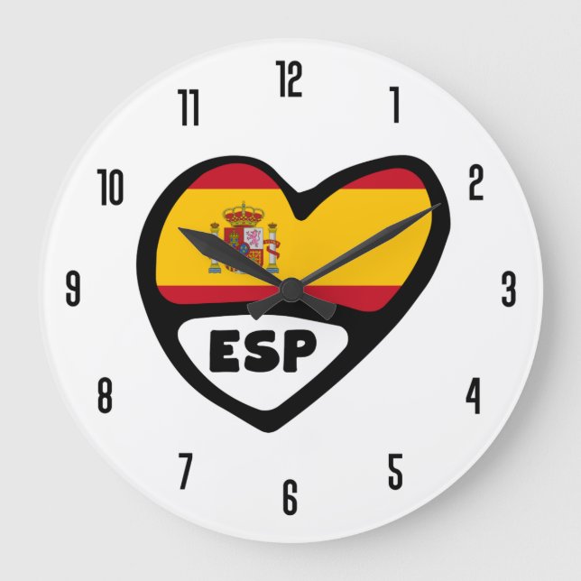 Grande Horloge Ronde Espagne Code pays ESP Drapeau Coeur (Recto)