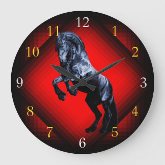 Grande Horloge Ronde Étalon friésien or