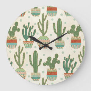 Grande Horloge Ronde Étape Geo Sud-Ouest   Motif Cactus