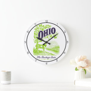 Grande Horloge Ronde État de l'Ohio Buckeye Cerf