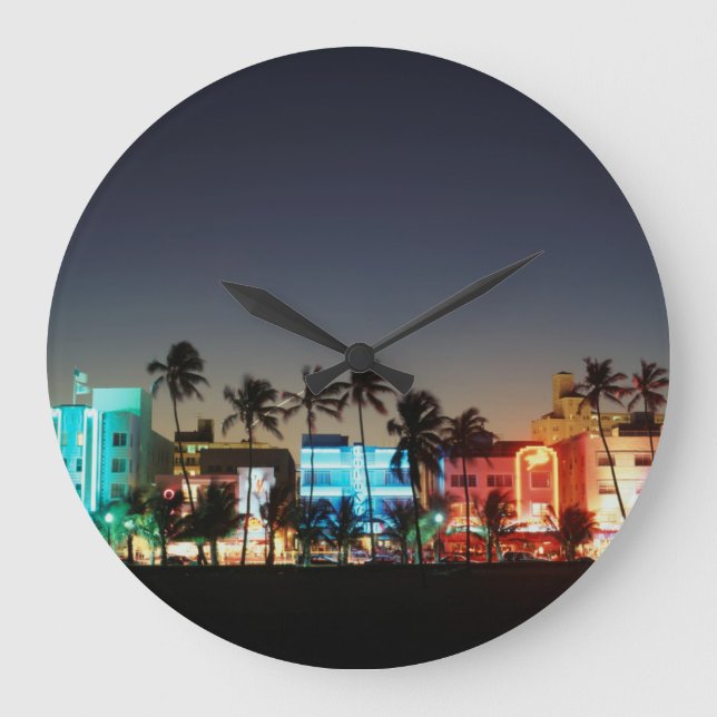 Grande Horloge Ronde États-Unis, Floride, Miami Beach, Ocean Drive, Art (Recto)