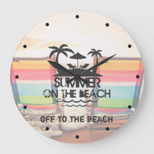 Grande Horloge Ronde Été à la plage Personnalisé