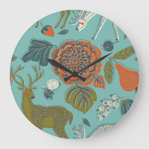 Grande Horloge Ronde Eté Jardin Cerf Illustration transparente.