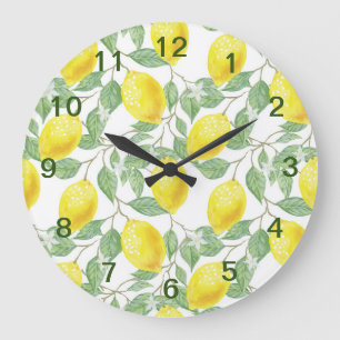 Grande Horloge Ronde Été jaune citron doux.                       