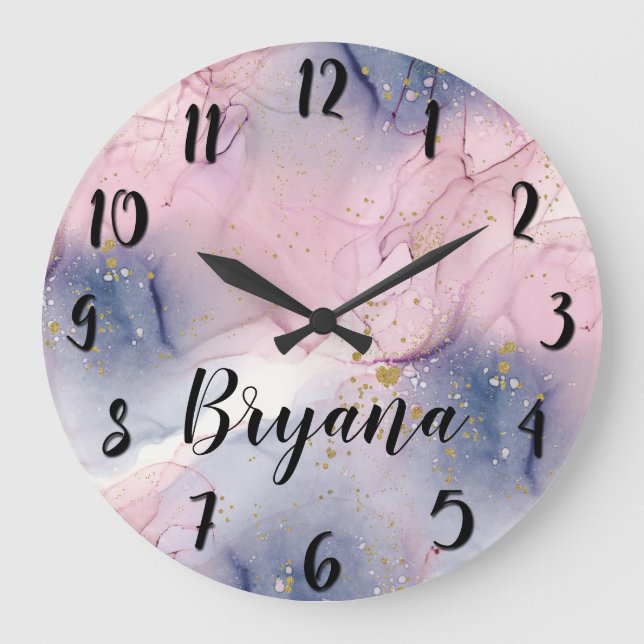 Grande Horloge Ronde Ethereal Periwinkle Pink & Gold Inky Fantasy Glam (Recto)