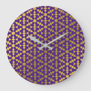 Grande Horloge Ronde Ethnic Marocain Motif géométrique