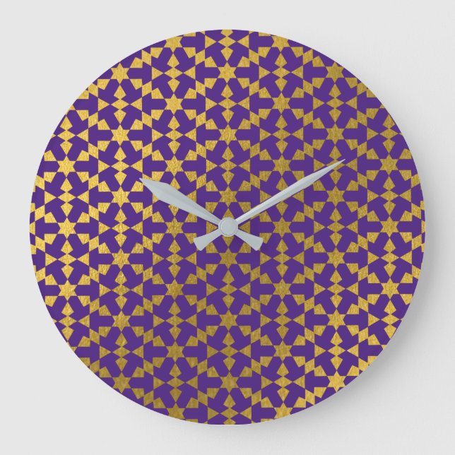 Grande Horloge Ronde Ethnic Marocain Motif géométrique (Recto)