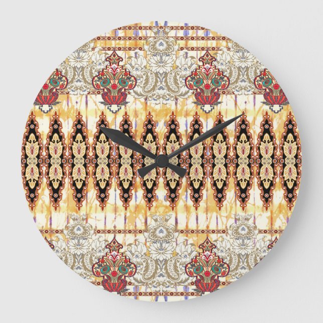 Grande Horloge Ronde Ethnic Mughal : motif numérique floral (Recto)