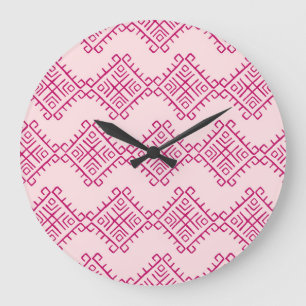 Grande Horloge Ronde Ethnie tribale : décoratif vintage abstrait.