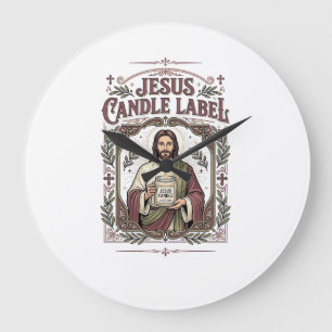 Grande Horloge Ronde Étiquette de bougie Jésus Bougie Jésus Foi chrétie