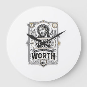 Grande Horloge Ronde Étiquette de prix de Jésus vaut la peine Étiquette
