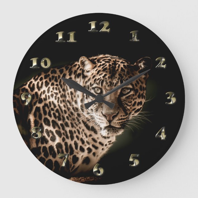 Grande Horloge Ronde Étiquette léopard tacheté (Recto)