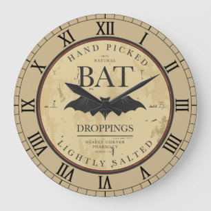 Grande Horloge Ronde Étiquette vintage de Halloween de crottes de batt