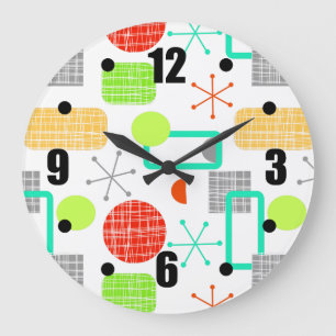 Grande Horloge Ronde Étoile atomique géométrique colorée moderne du mil
