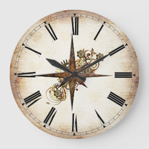 Grande Horloge Ronde Étoile Compass Steampunk