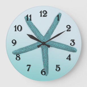 Grande Horloge Ronde Étoile de mer Aqua Ombre