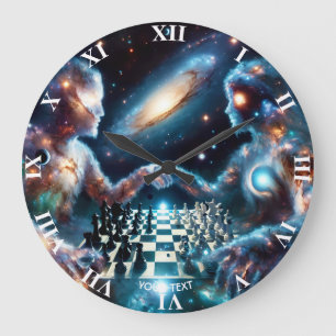 Grande Horloge Ronde Étoiles de l'Imaginaire mignonne espace d'échecs