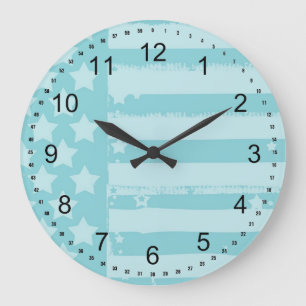 Grande Horloge Ronde Étoiles et bandes