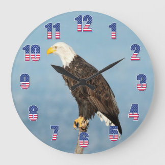 Grande Horloge Ronde Étoiles et rayures d'aigle américain