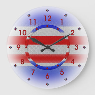 Grande Horloge Ronde Étoiles et rayures Etats-Unis patriotiques