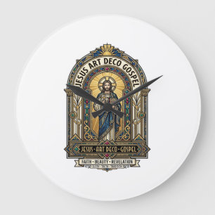 Grande Horloge Ronde Évangile Art Déco Jésus Jésus Art Déco Foi Chrétie