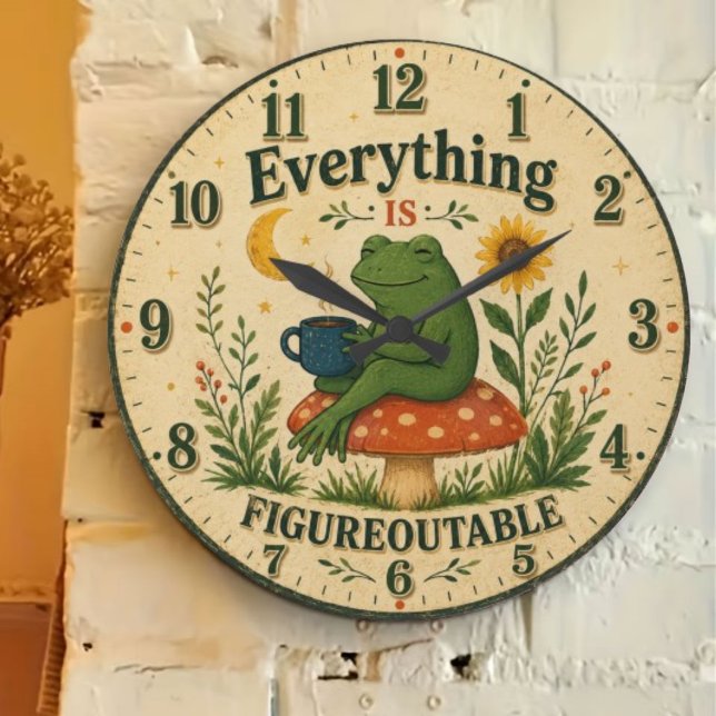 Grande Horloge Ronde Everything Is Figureoutable Frog (Créateur téléchargé)