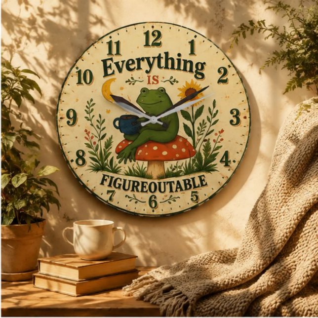 Grande Horloge Ronde Everything Is Figureoutable Frog (Créateur téléchargé)
