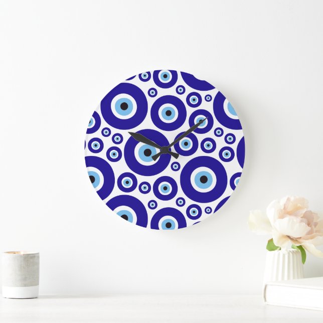 Grande Horloge Ronde Evil Eye Pattern, Greek Eye, Turkish Eye, Nazar (Maison)