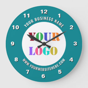 Grande Horloge Ronde Exemple d'horloge avec logo et texte de votre entr