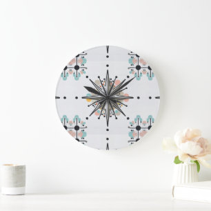 Grande Horloge Ronde Explosion Atomique Rétro Moderne du Milieu du XXe