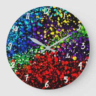Grande Horloge Ronde Explosion de couleur points de peinture colorés mo