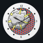 Grande Horloge Ronde Explosion de style comique pop art<br><div class="desc">Cette bande dessinée rétro de style Explosion est parfait pour n'importe quel collectionneur de super héros ou fan boy. Les graphismes brillants ont des lignes dures et des couleurs audacieuses.</div>