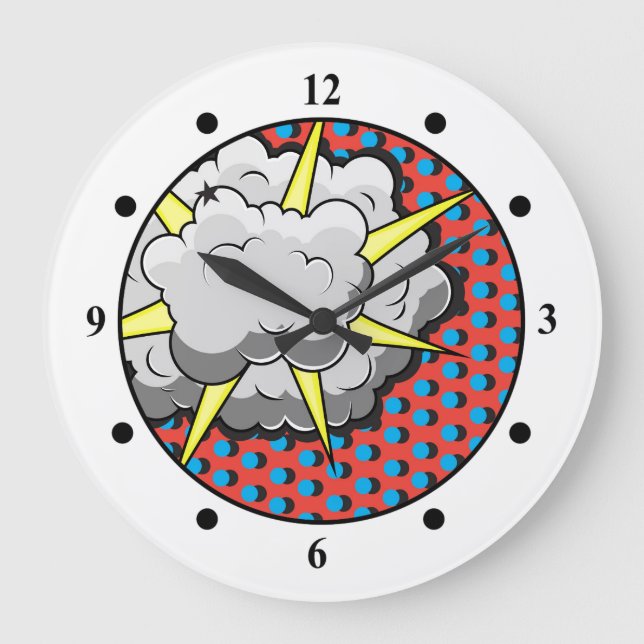Grande Horloge Ronde Explosion de style comique pop art (Recto)