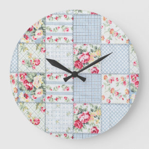 Grande Horloge Ronde Fabric rose : Design Arrière - plan élégant