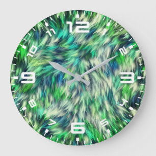 Grande Horloge Ronde Fabric Texture Green Fur Design-68745