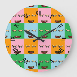 Grande Horloge Ronde Face de bloc de monstre souriant
