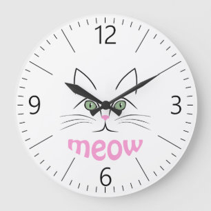Grande Horloge Ronde Face de chat