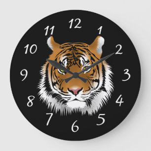 Grande Horloge Ronde Face de tigre de neige