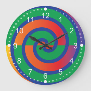 Grande Horloge Ronde Fâcheux Motif de couleurs éclaboussures