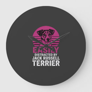 Grande Horloge Ronde Facilement distrait par Jack Russell Terrier