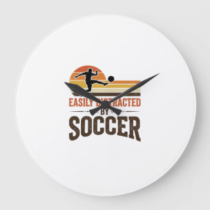 Grande Horloge Ronde Facilement Distrait Par Le Football Design De T-Sh