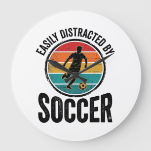 Grande Horloge Ronde Facilement Distrait Par Le Football Design De T-Sh