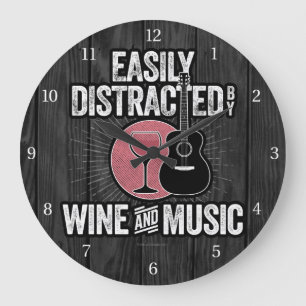 Grande Horloge Ronde Facilement distrait par le vin et la musique