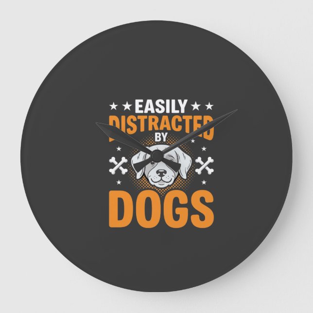 Grande Horloge Ronde Facilement Distrait Par Les Chiens (Recto)