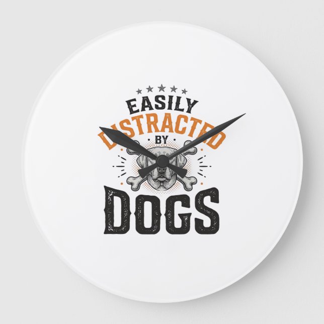 Grande Horloge Ronde Facilement Distrait Par Les Chiens Conception De C (Recto)