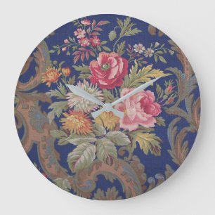Grande Horloge Ronde Faded Vintage Victorian style Floral Chintz